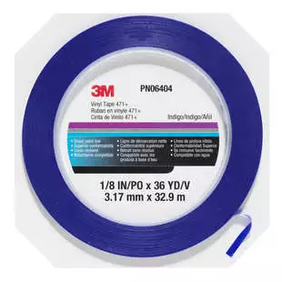 3M Vinyl Fineline Tape 471+  3,17mm X 33m - blå 121°C