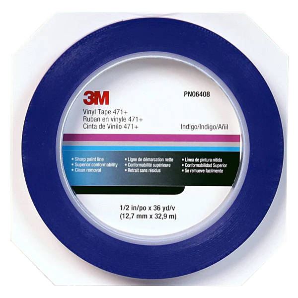 3M Vinyl Fineline Tape 471+ 12,7mm X 33m - blå 121°C